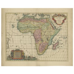 Mappa antica originale dell'Africa colorata a mano da Elwe "1792