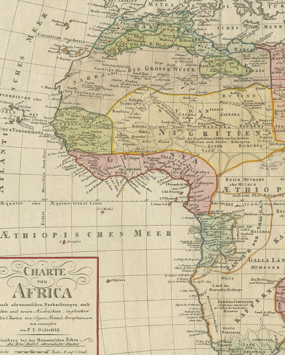 Carte ancienne d'Afrique par Homann Heirs, '1804' Bon état - En vente à Langweer, NL