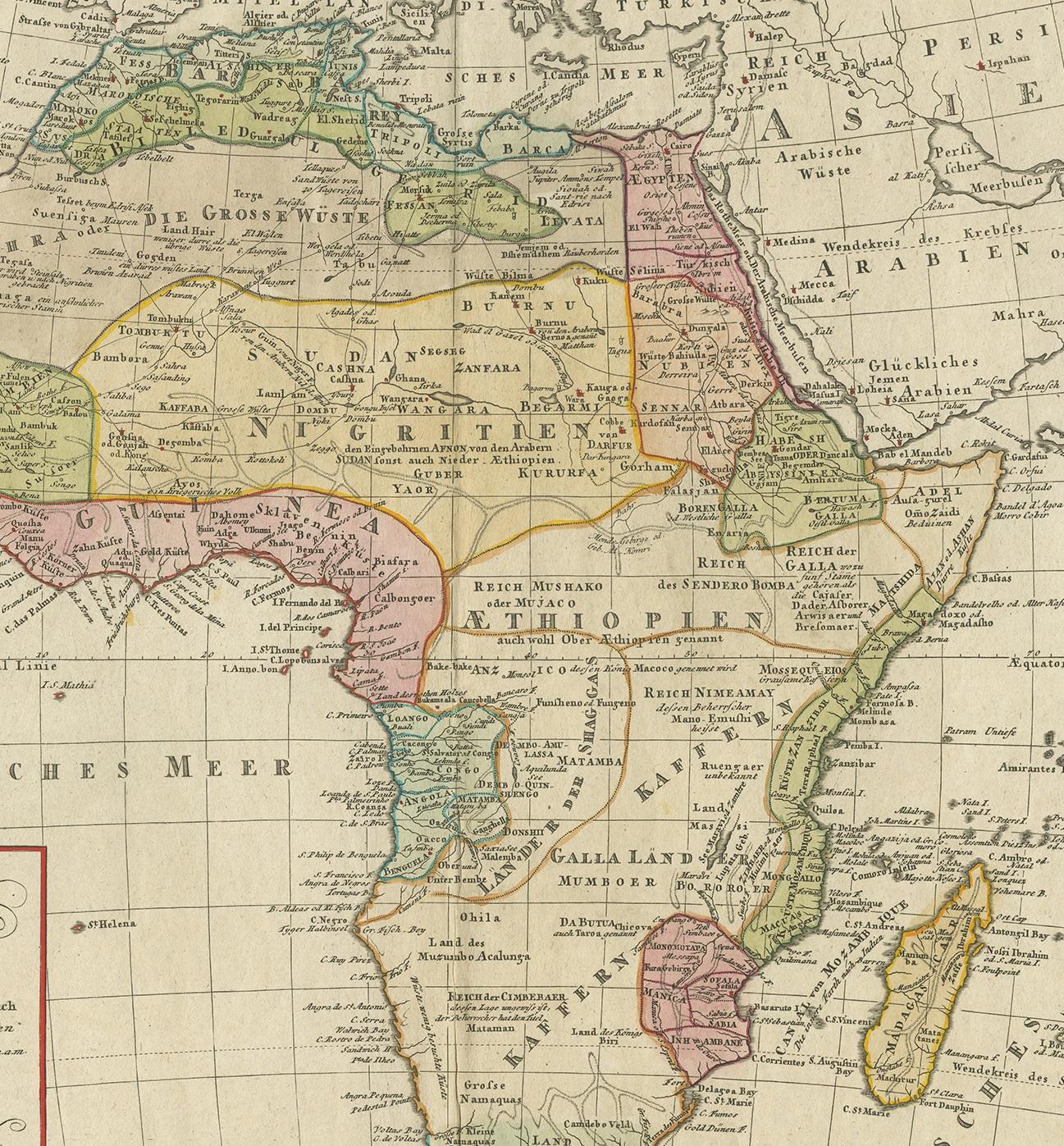 XIXe siècle Carte ancienne d'Afrique par Homann Heirs, '1804' en vente