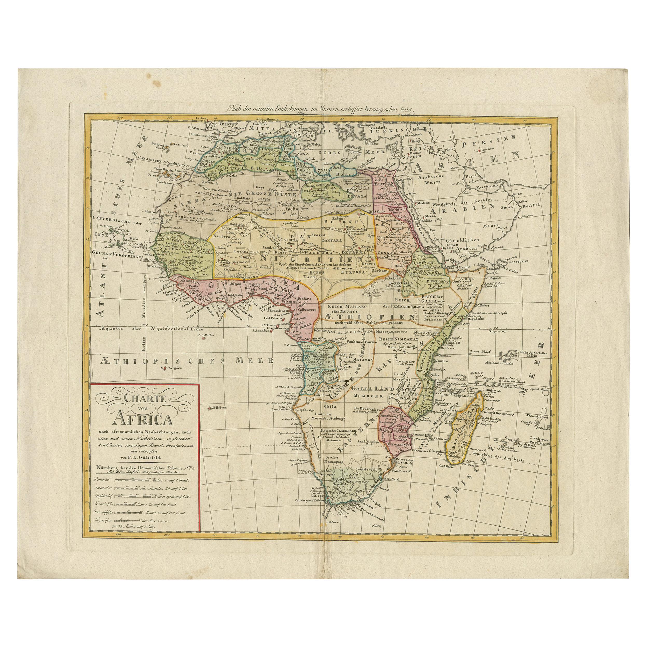 Antique Map of Africa by Homann Heirs, '1804' For Sale