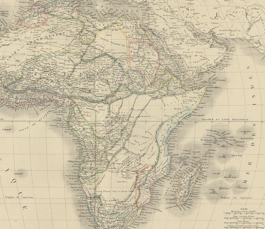 19th Century Antique Map of Africa by Lapie, 1842 For Sale