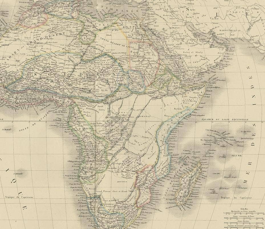 Antique Map of Africa by Pierre M. Lapie, Mid-19th Century Print, 1842