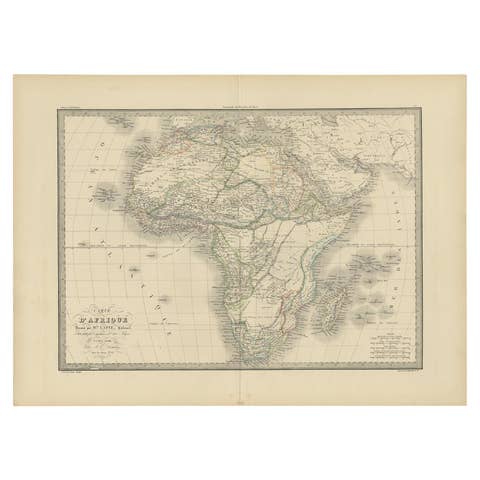 Antique Map of Africa by Pierre M. Lapie, Mid-19th Century Print, 1842