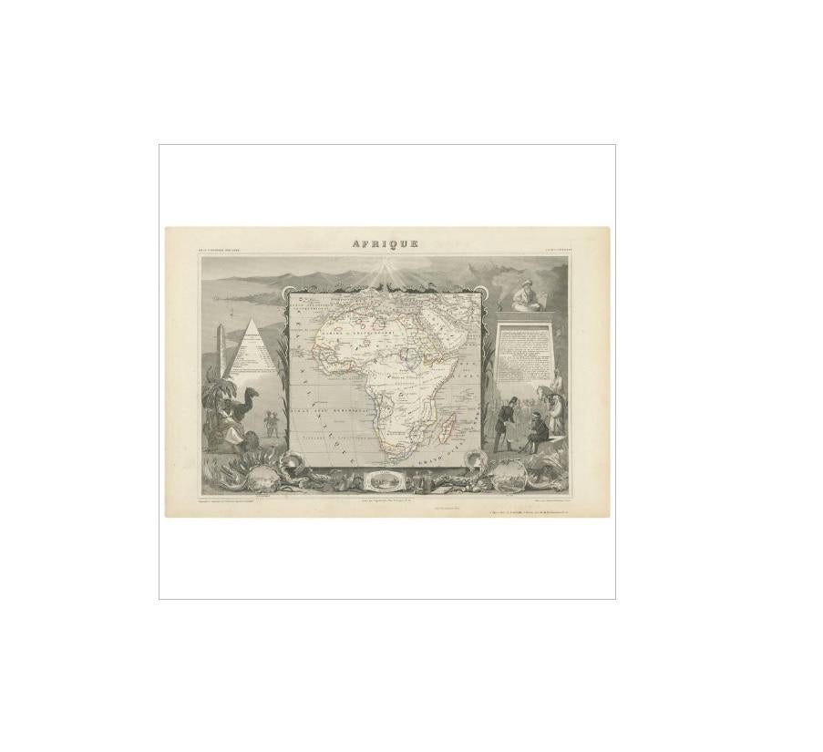 Antique map titled 'Afrique'. Shows the entire continent according to perceptions of the time. Much of the interior is vague and unmapped, with the exception of the northern Nile Valley, the French colonies in Senegal, Gambia, and Algeria, and the