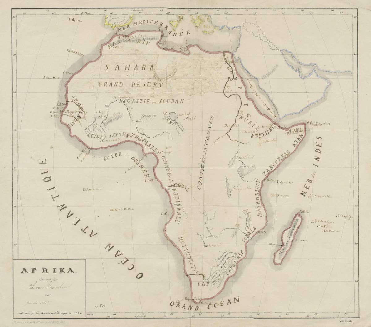 Original Antique Map of Africa