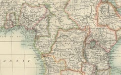 Antique Map of Africa, Highlighting Colonial Divisions, Geographic Features 1903