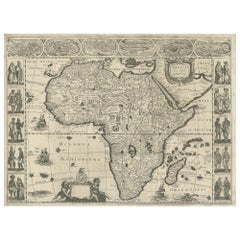 Carta geografica antica dell'Africa fatta da Hondius, 1655 circa