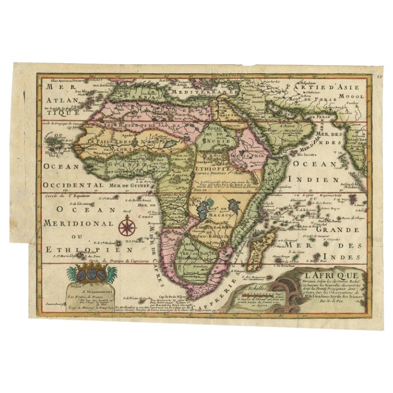 Mapa antiguo de África con una dedicatoria decorativa al Delfín, 1717