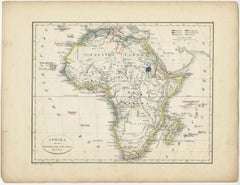 Antique Map of Africa with European Language Borders, 1852