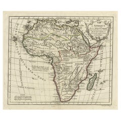 Carte ancienne d'Afrique avec cartouche et écaille français, vers 1780