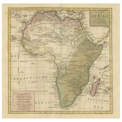Mappa antica dell'Africa con colorazione a mano originale