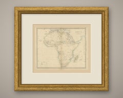 Antique Map of Africa with the Unexplored Interior and a Population Table, 1858
