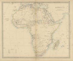 Antique Map of Africa with the Unexplored Interior and a Population Table, 1858