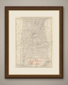 Antique Map of Alabama, The Yellowhammer State, Rand McNally, 1899