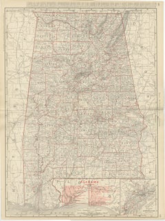 Antique Map of Alabama, The Yellowhammer State, Rand McNally, 1899