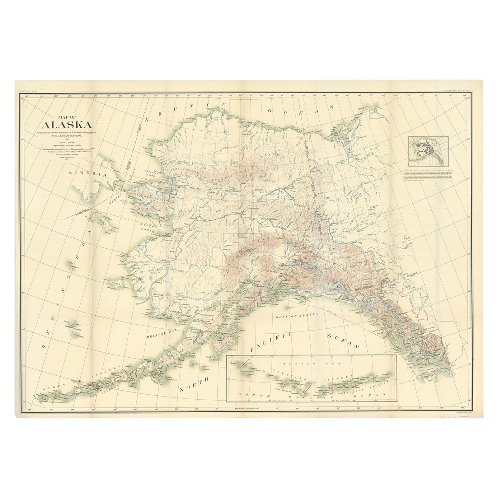 Antique Map of Alaska '1904'
