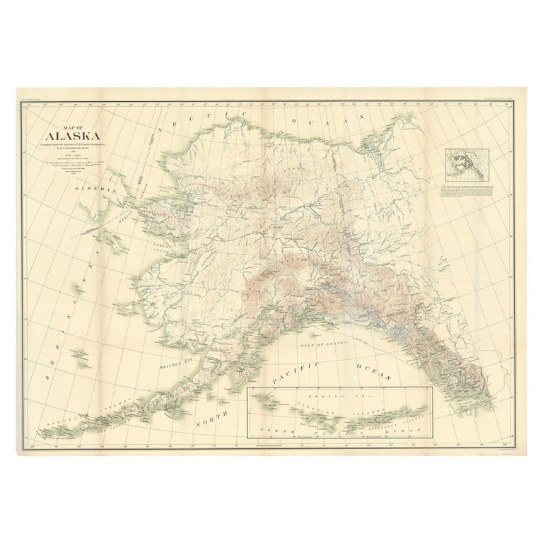 Antique Map of Alaska '1904' For Sale at 1stDibs detailed map of