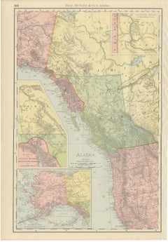 Antique Map of Alaska, with Klondike Gold Fields Inset, Rand McNally, 1899