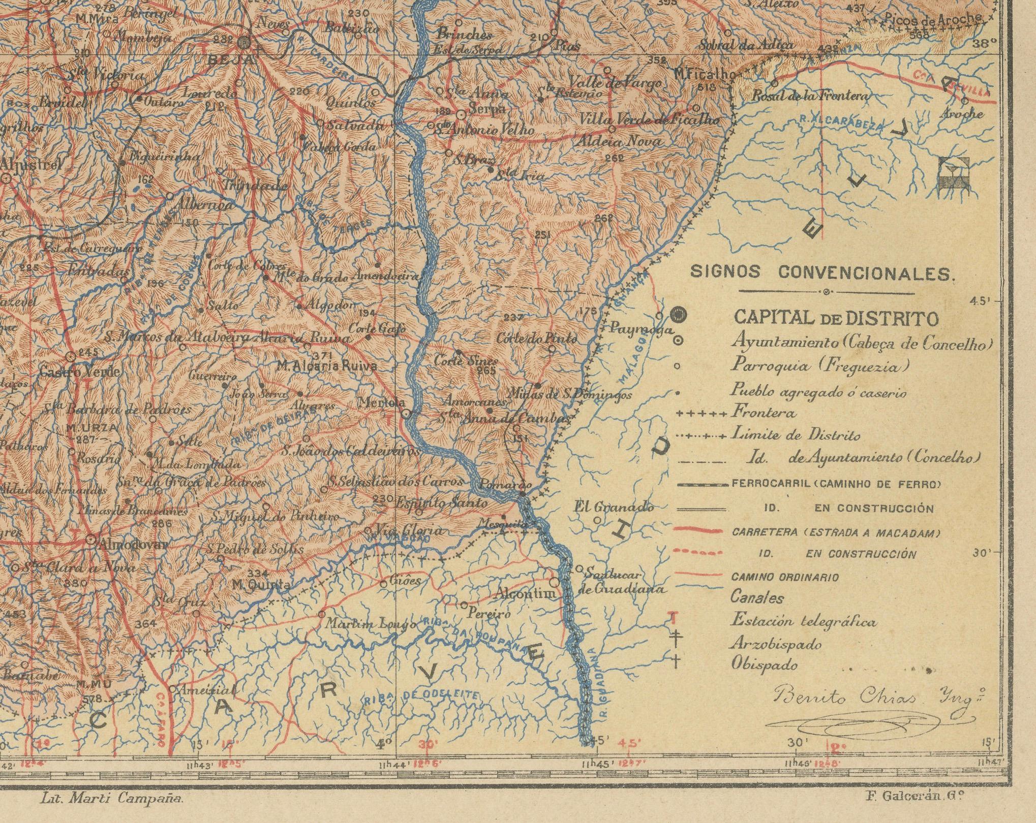 Antike Karte von Alentejo: Land der Tradition und der Tranquilität, 1903 (Frühes 20. Jahrhundert) im Angebot