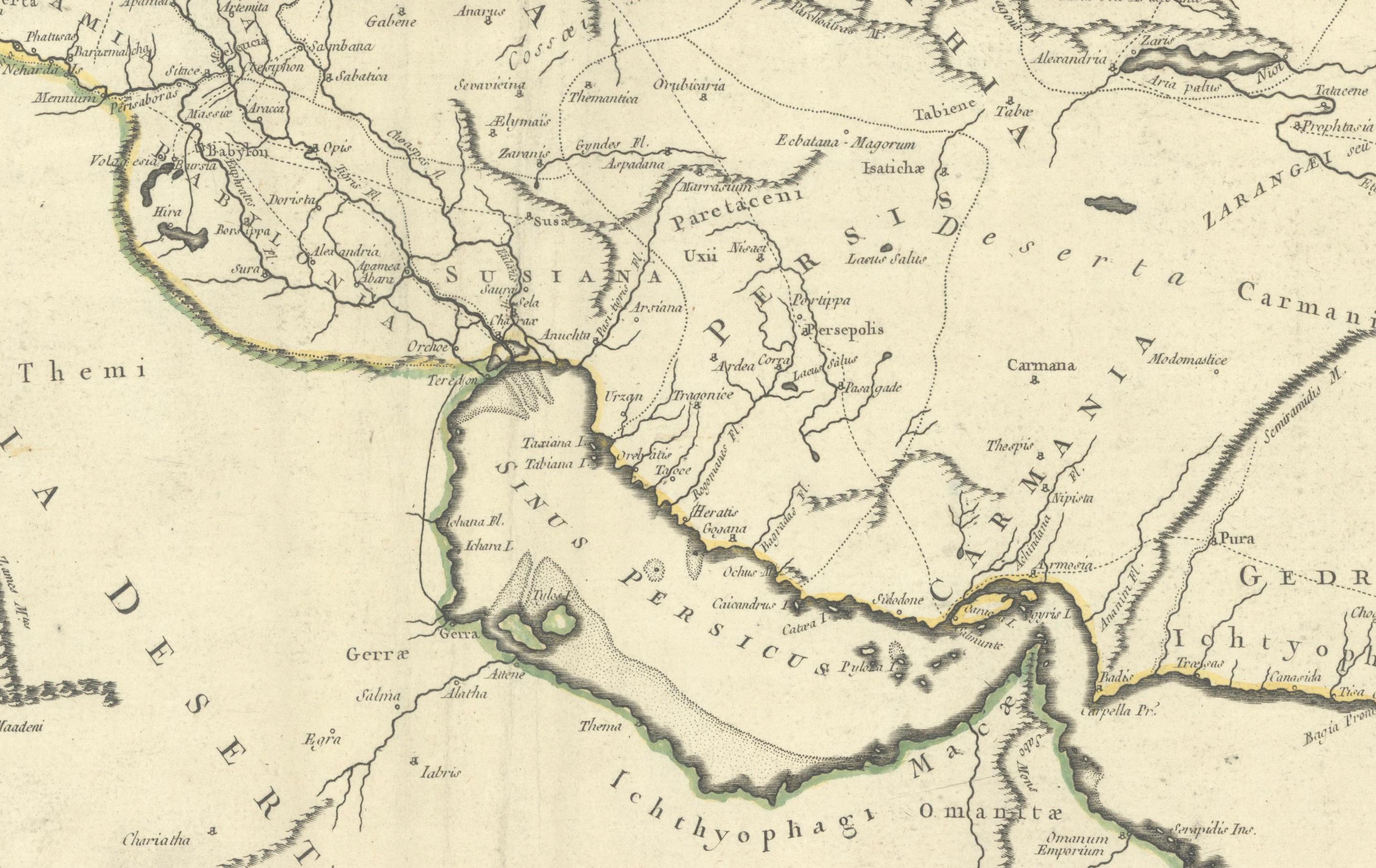 Antike Karte des Reiches und der Feldzüge von Alexander dem Großen, de Vaugondy, 1753

Diese seltene und elegant gestochene Karte mit dem Titel 