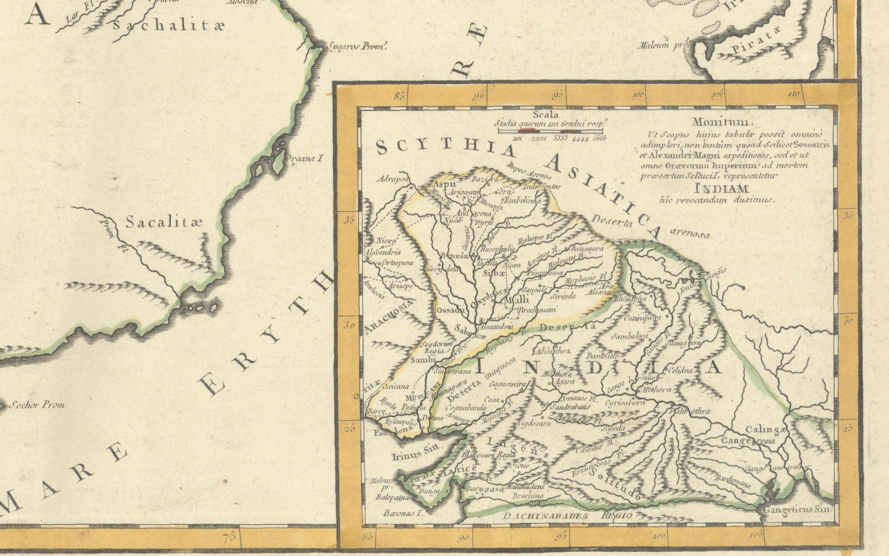 Antike Karte des Reiches und der Feldzüge von Alexander dem Großen, de Vaugondy, 1753 (Graviert) im Angebot