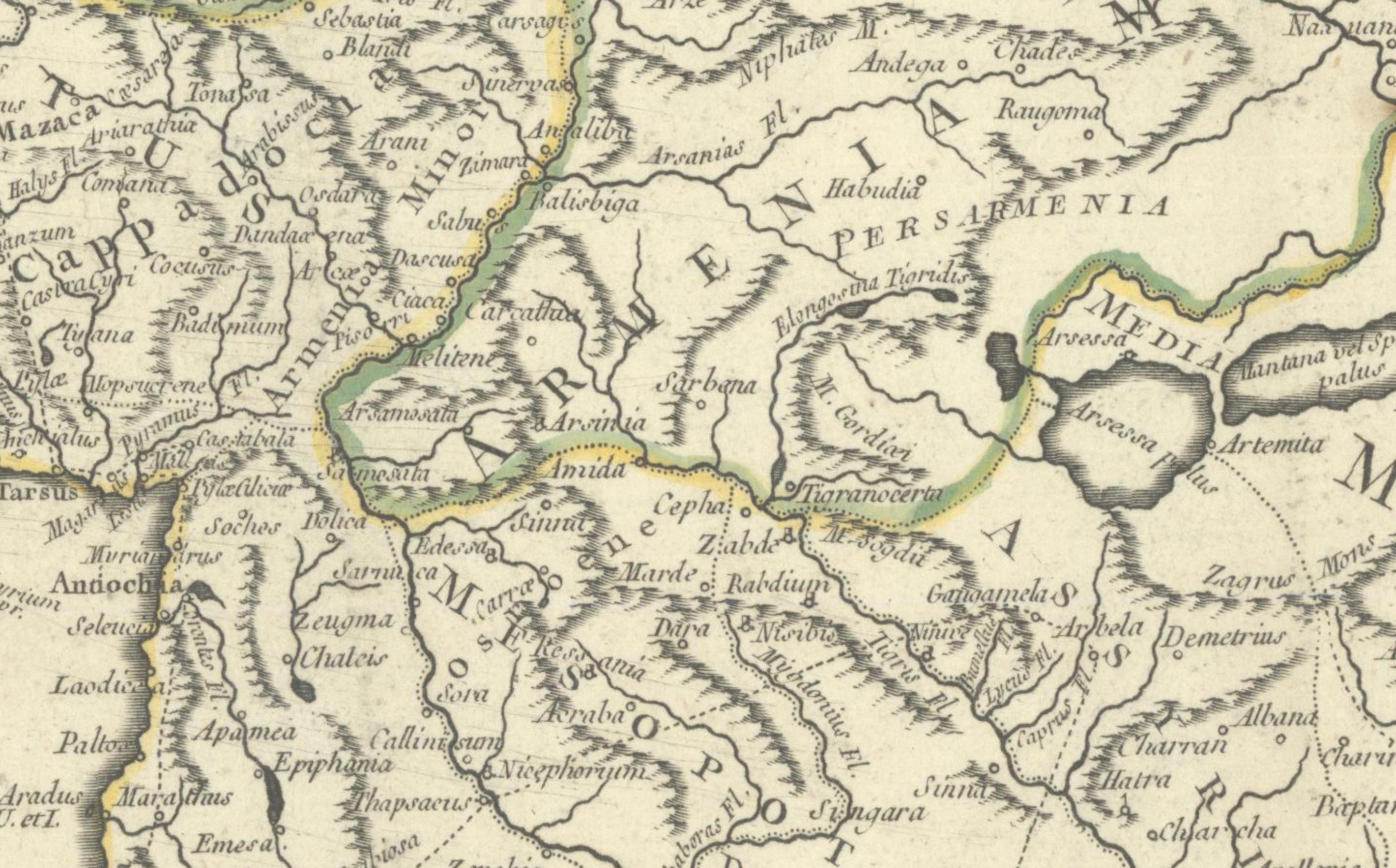 Antike Karte des Reiches und der Feldzüge von Alexander dem Großen, de Vaugondy, 1753 im Zustand „Gut“ im Angebot in Langweer, NL