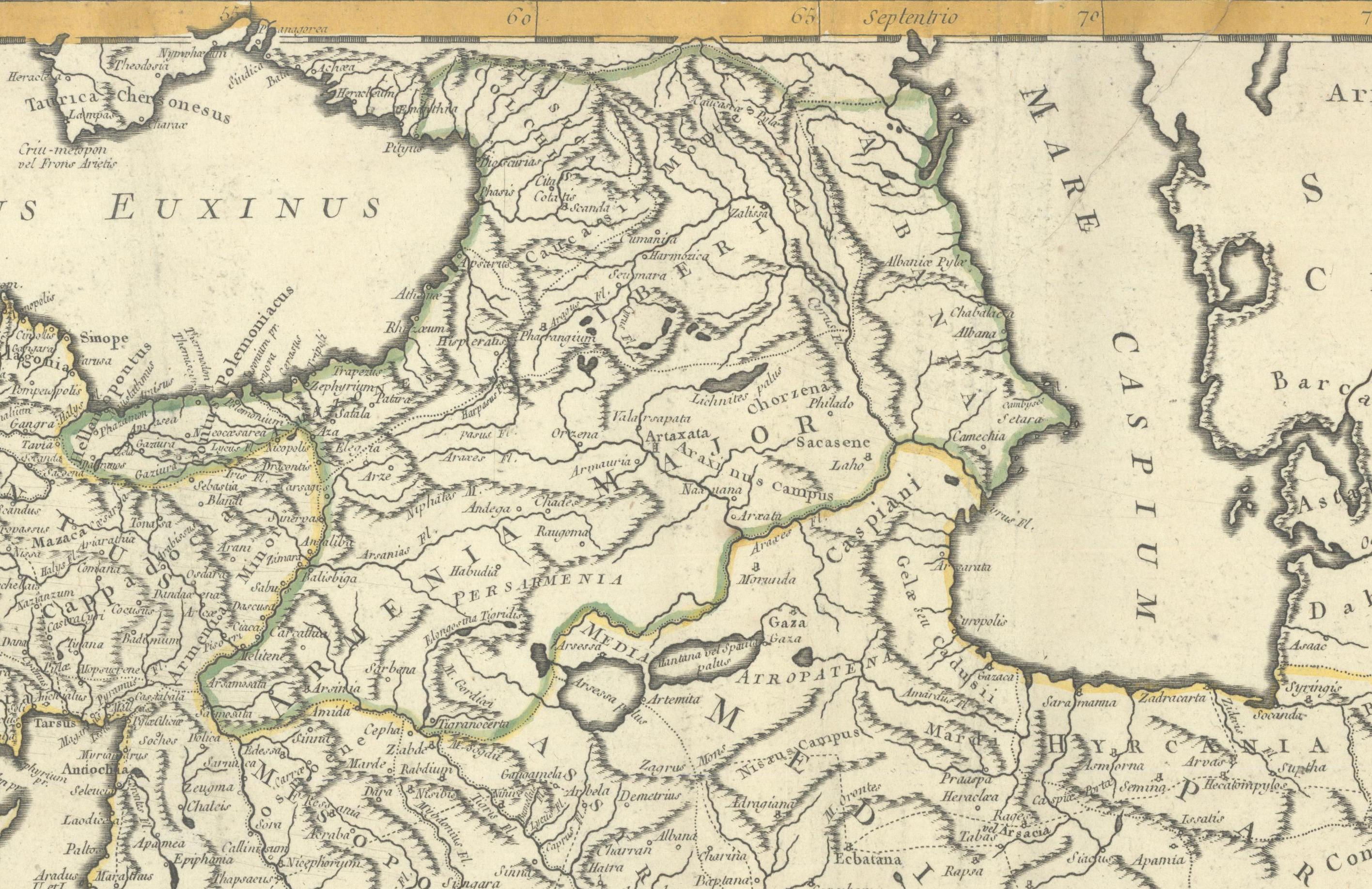 Antike Karte des Reiches und der Feldzüge von Alexander dem Großen, de Vaugondy, 1753 (Papier) im Angebot