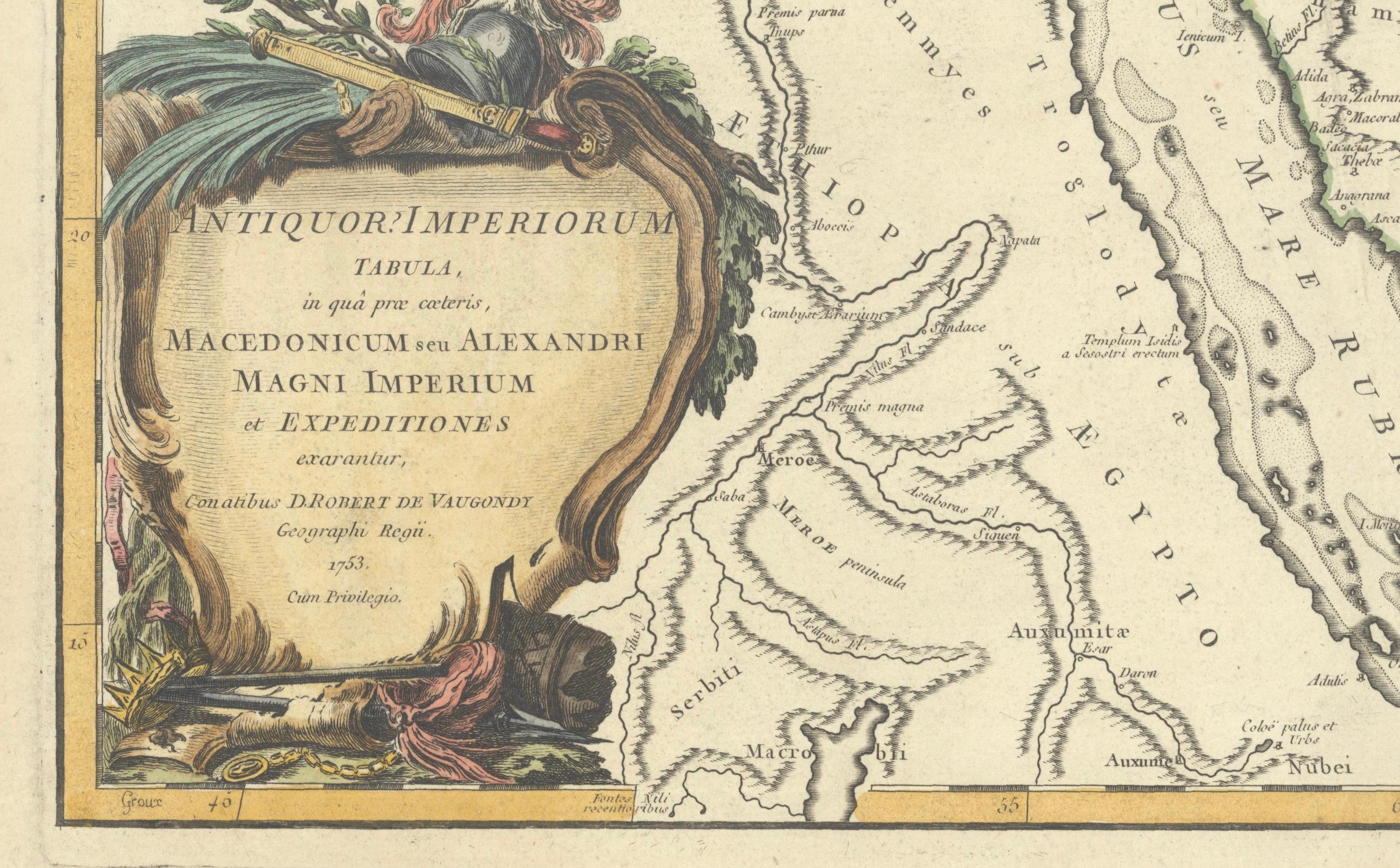 Antike Karte des Reiches und der Feldzüge von Alexander dem Großen, de Vaugondy, 1753 im Angebot 2