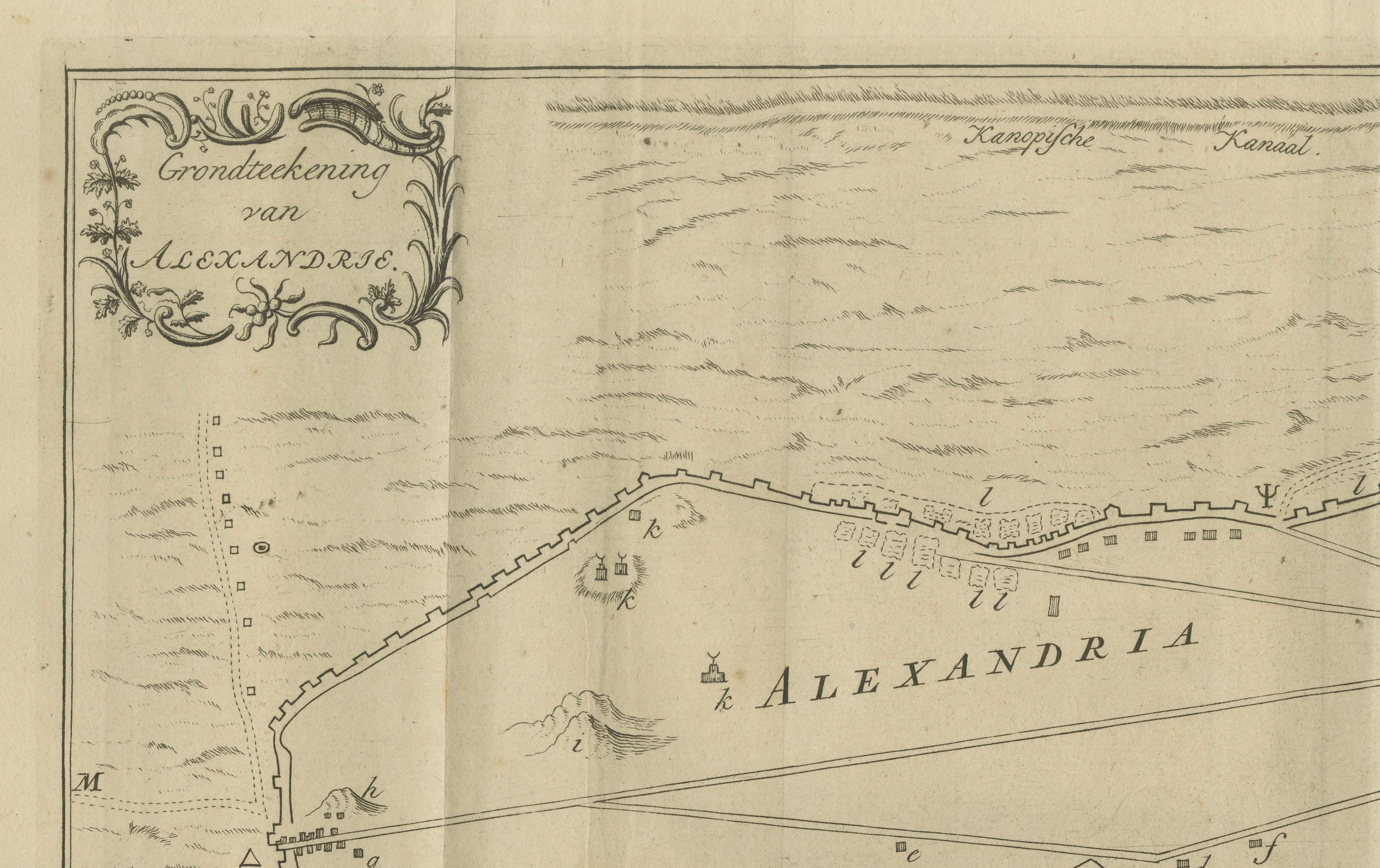 Antike Karte von Alexandria Ägypten - Plan von Vetus & Nova mit Inset des Patriarchen Sitz

Diese fein gestochene Karte aus dem 18. Jahrhundert zeigt einen frühen und detaillierten Plan von Alexandria, Ägypten, der die antike Stadt in ihrer
