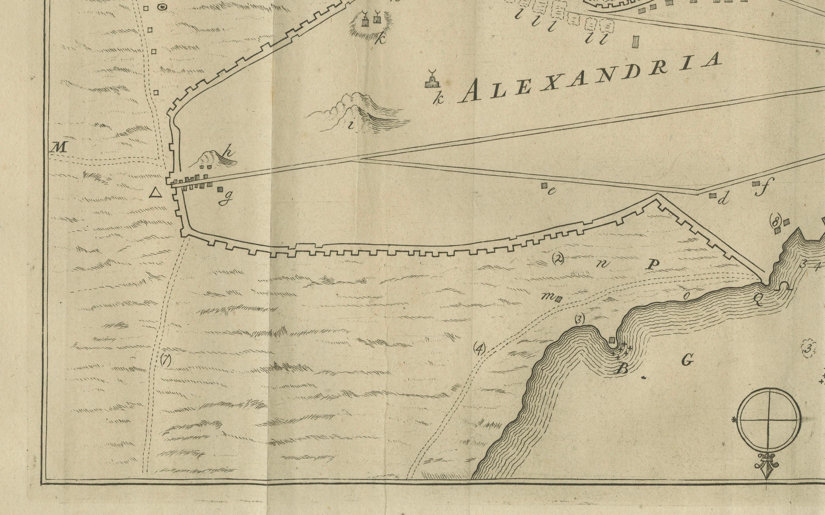 Antike Karte von Alexandria Ägypten - Plan von Vetus & Nova, Inset des Patriarchen Sitz (Niederländisch) im Angebot