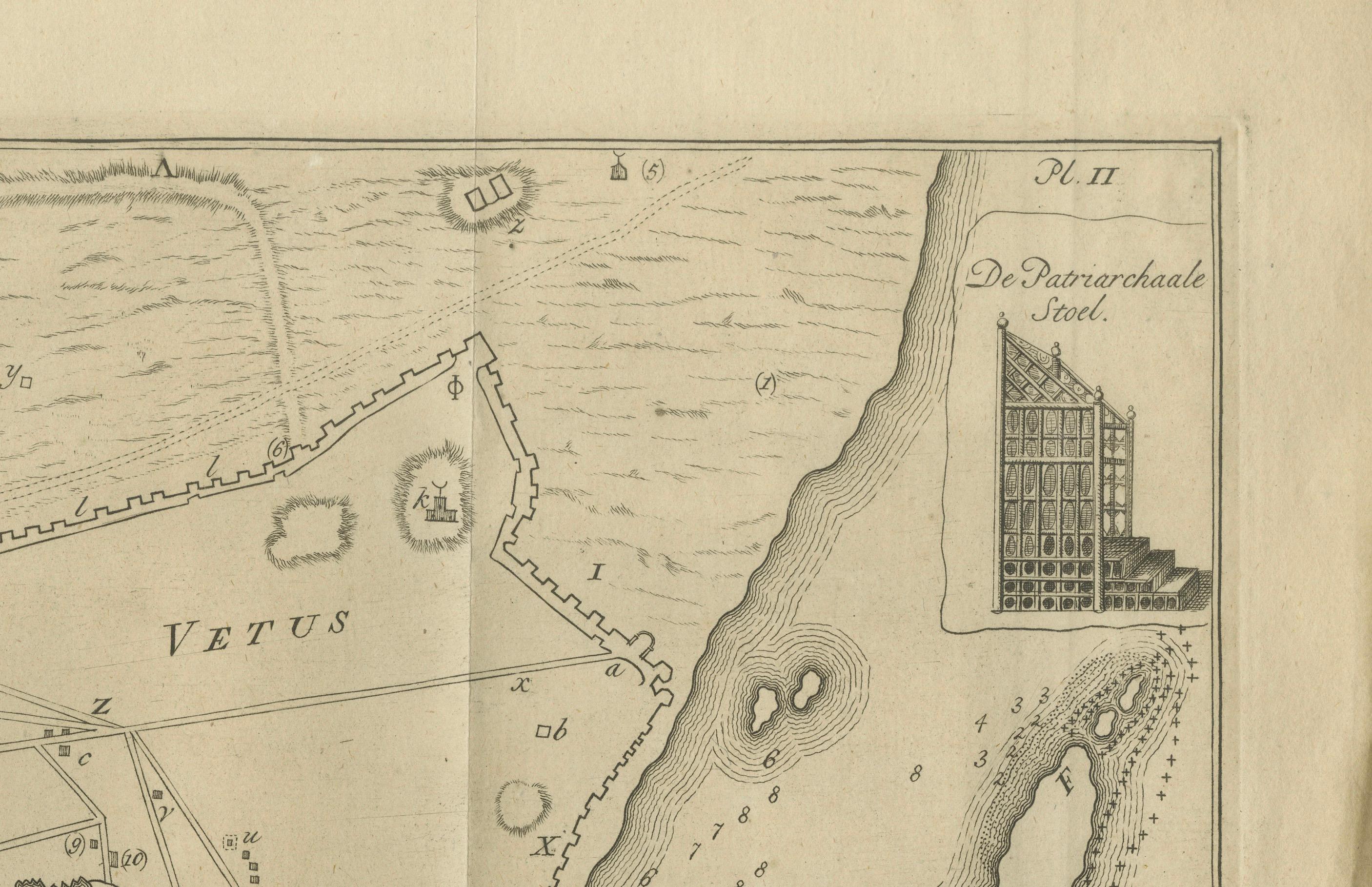 Antike Karte von Alexandria Ägypten - Plan von Vetus & Nova, Inset des Patriarchen Sitz im Zustand „Gut“ im Angebot in Langweer, NL