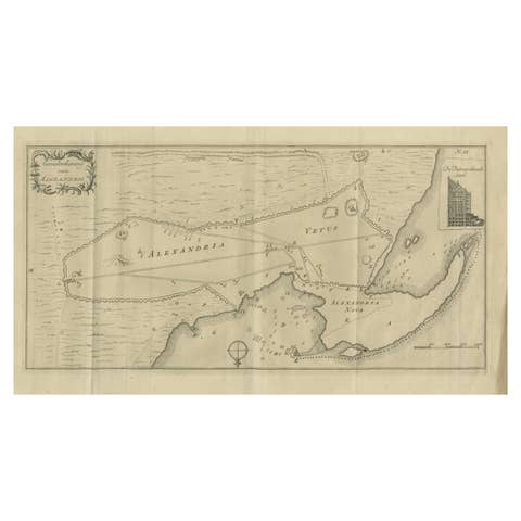 Antique Map of Alexandria Egypt – Plan of Vetus & Nova, Inset of Patriarch Seat