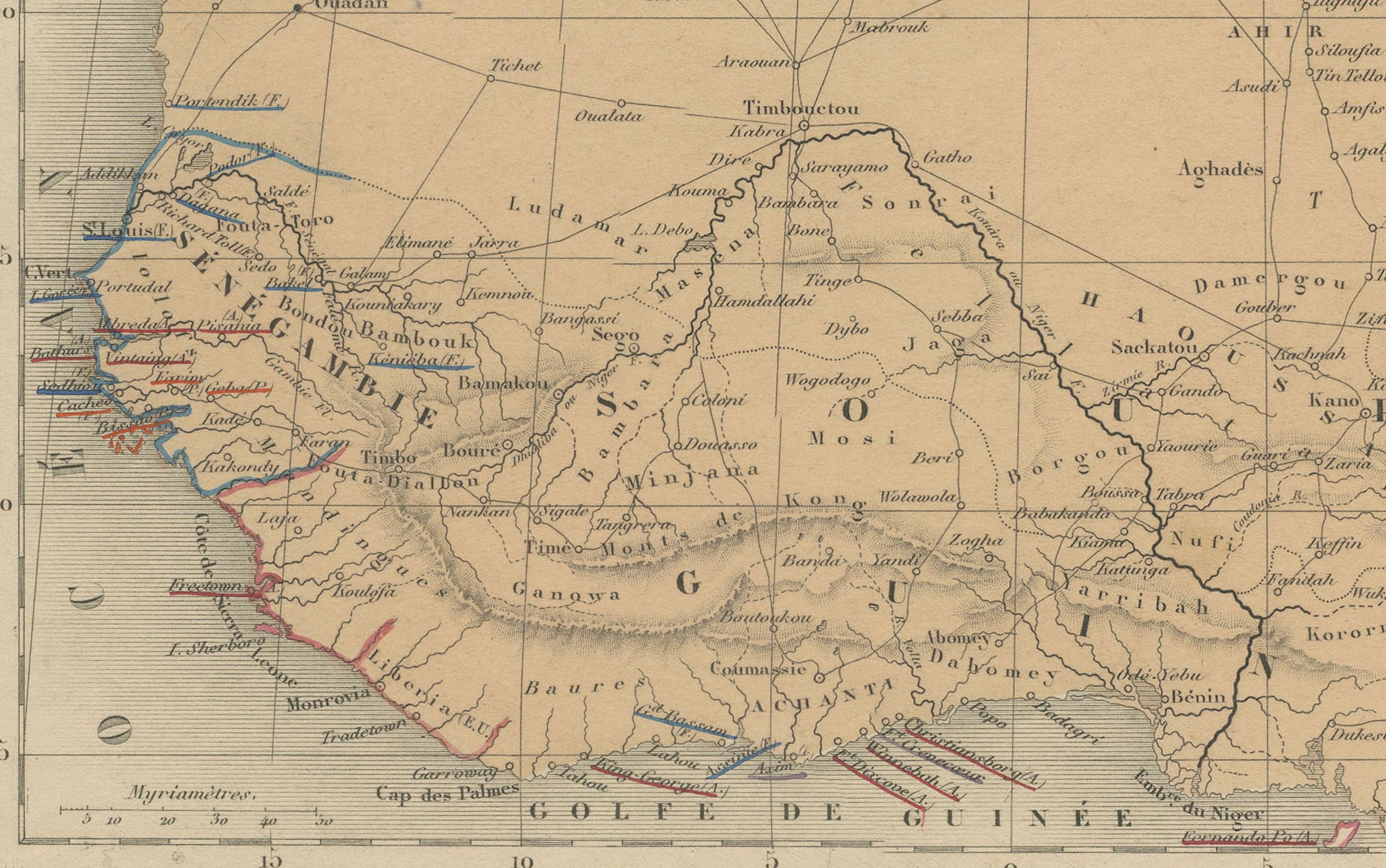 Carta geografica antica dell'Algeria, Tunisia e Tripolitania - Andriveau-Goujon, Parigi 1865 in vendita 1
