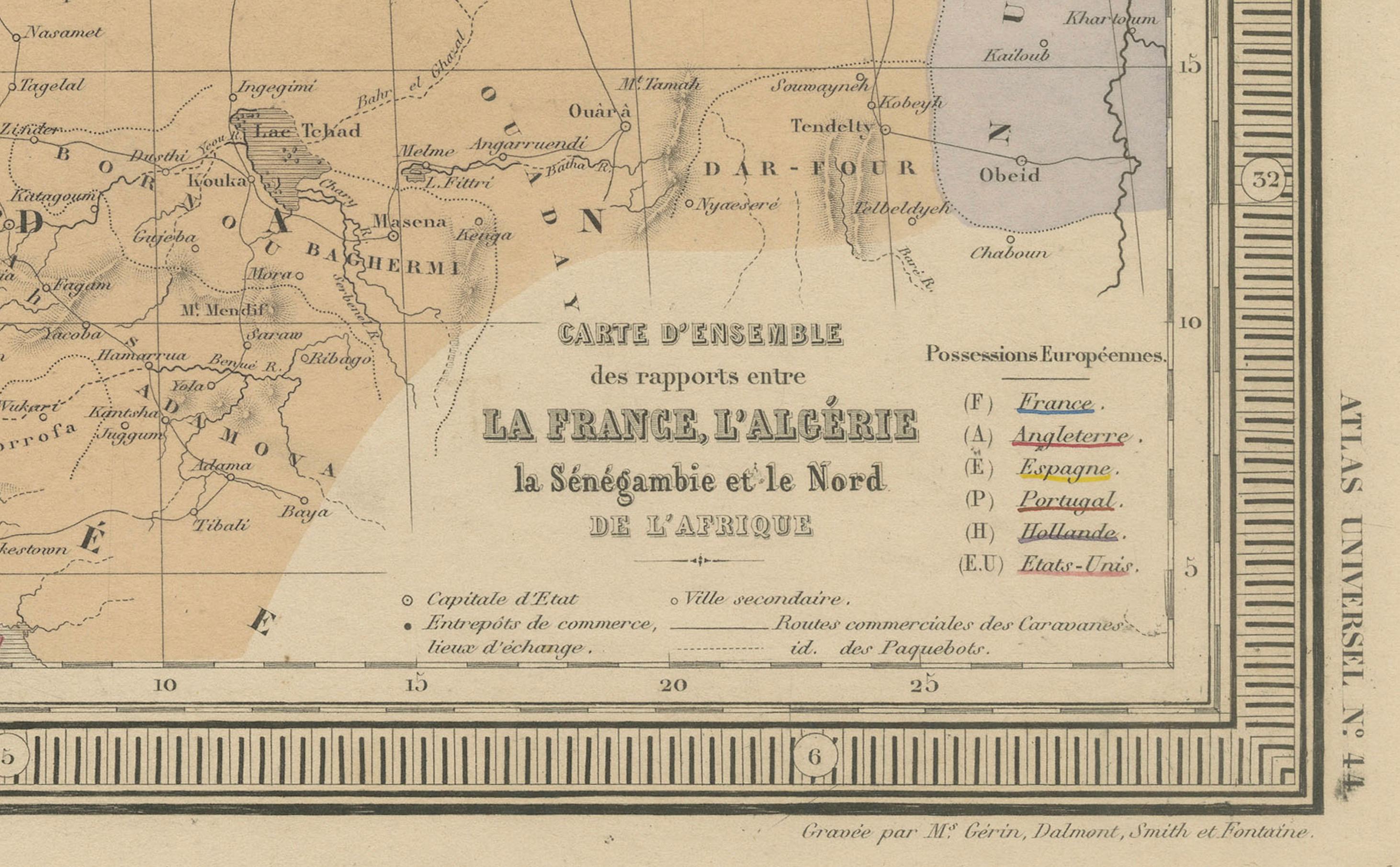 Carta geografica antica dell'Algeria, Tunisia e Tripolitania - Andriveau-Goujon, Parigi 1865 in vendita 2