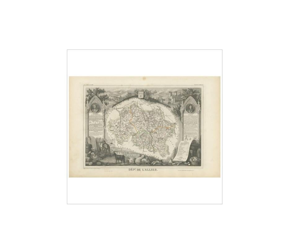 Carte ancienne de l'Arizona « France » par V. Levasseur, 1854 Bon état - En vente à Langweer, NL