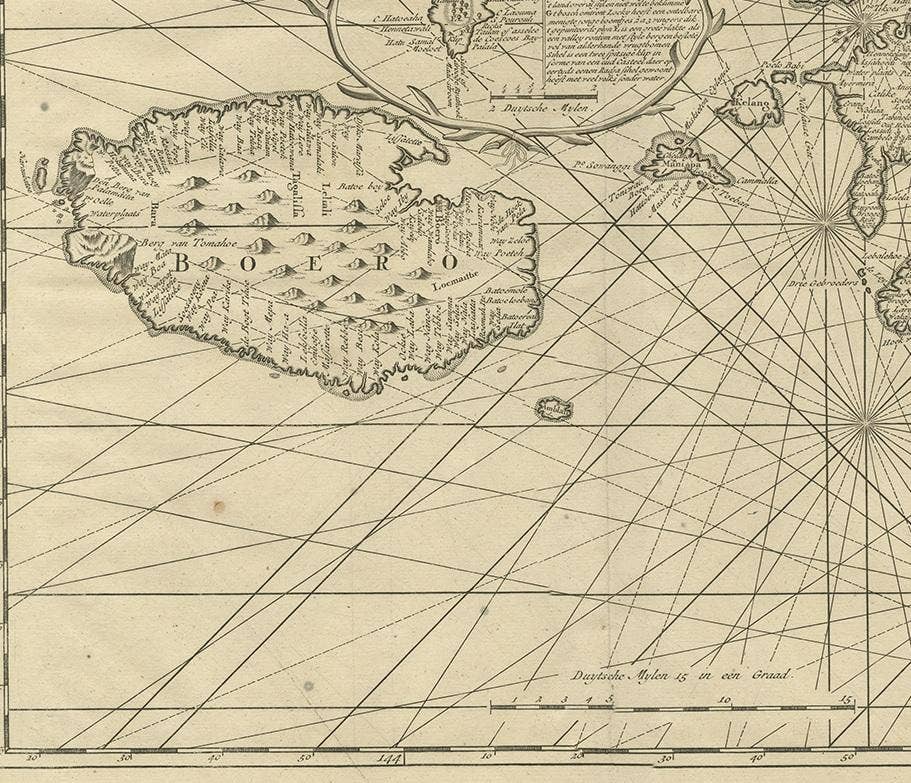 Antique Map of Ambon and Boero by Valentijn, 1726
