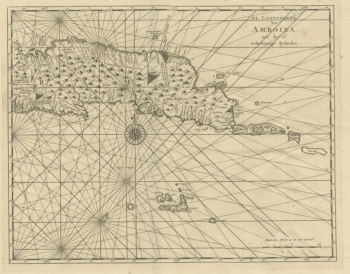 Antique Map of Ambon and Surroundings by Valentijn '1726'