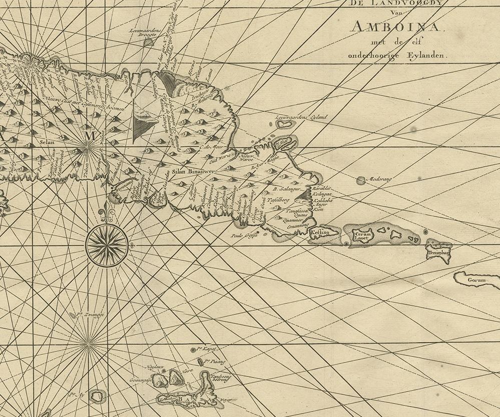 Engraved Antique Map of Ambon and Surroundings by Valentijn '1726' For Sale