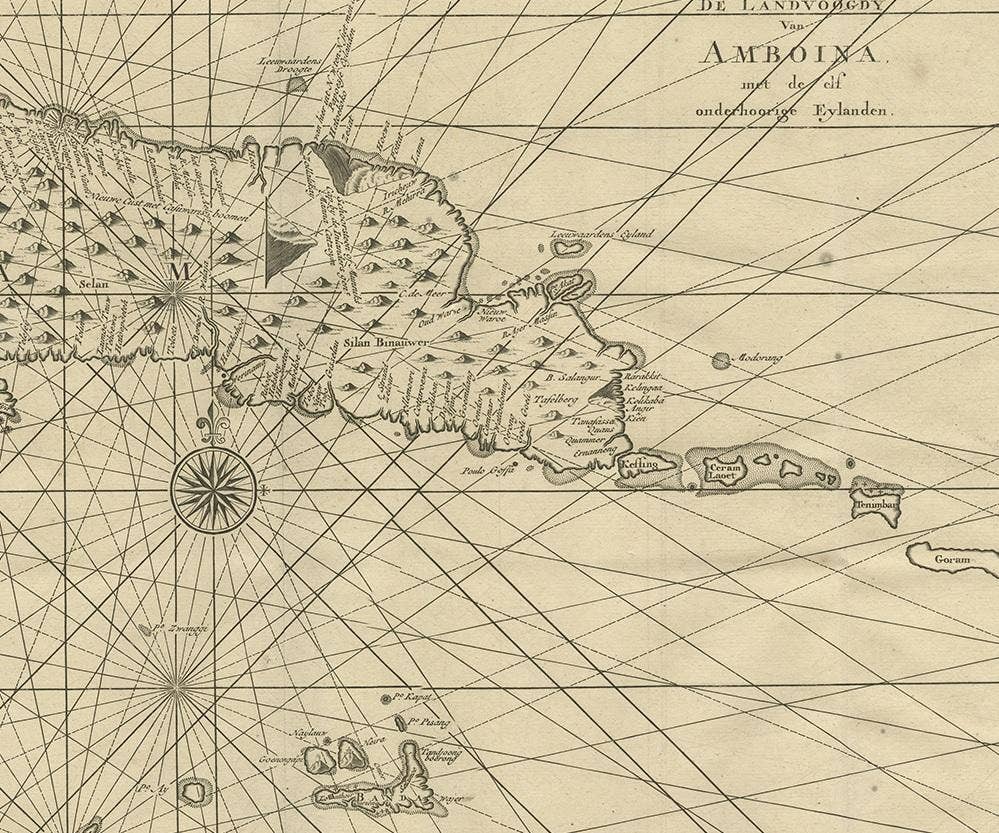 Antique Map of Ambon and Surroundings by Valentijn '1726'