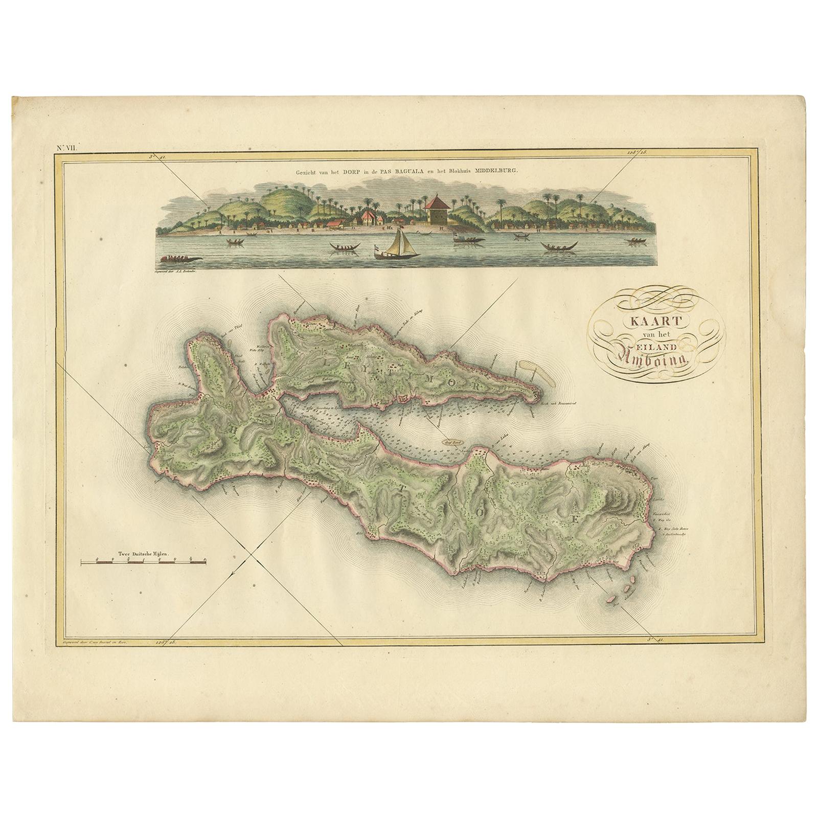 Antique Map of Ambon Island by Van den Bosch, '1818' For Sale