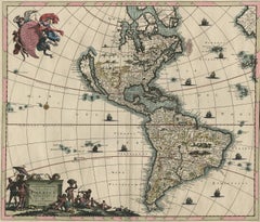 Rare Antique Map of the Americas with Island California by Danckerts, c.1680