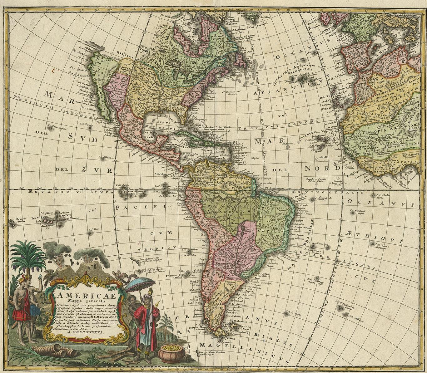 Antique Map of America by Homann Heirs, 1746 at 1stDibs