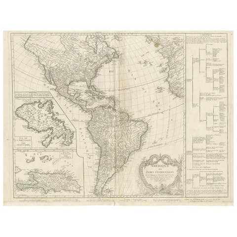 Antique Map of the Americas and West Indies by Robert de Vaugondy, 1778