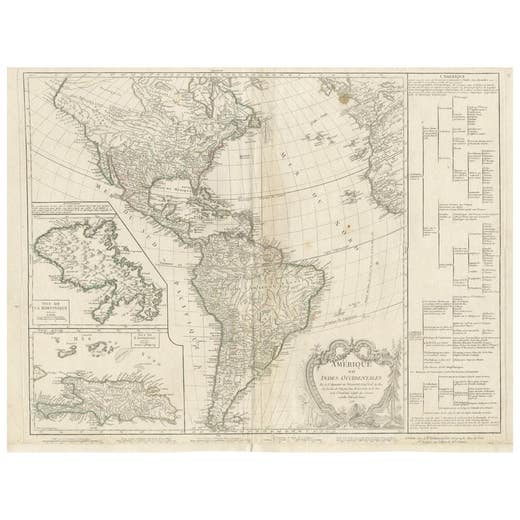 Antique Map of the Americas and West Indies by Robert de Vaugondy, 1778