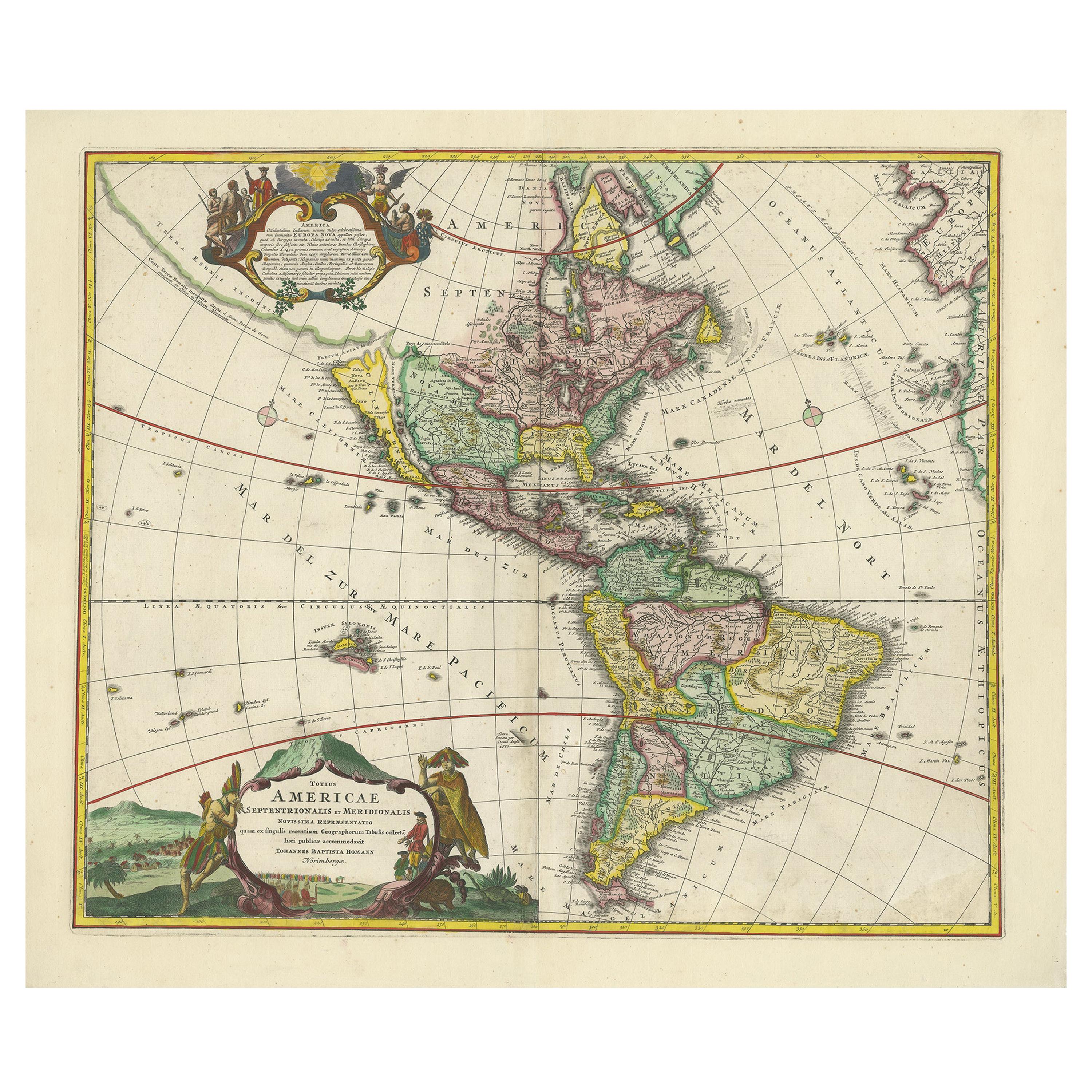 Antike Karte Amerikas mit Kalifornien als Insel von Homann '1710'