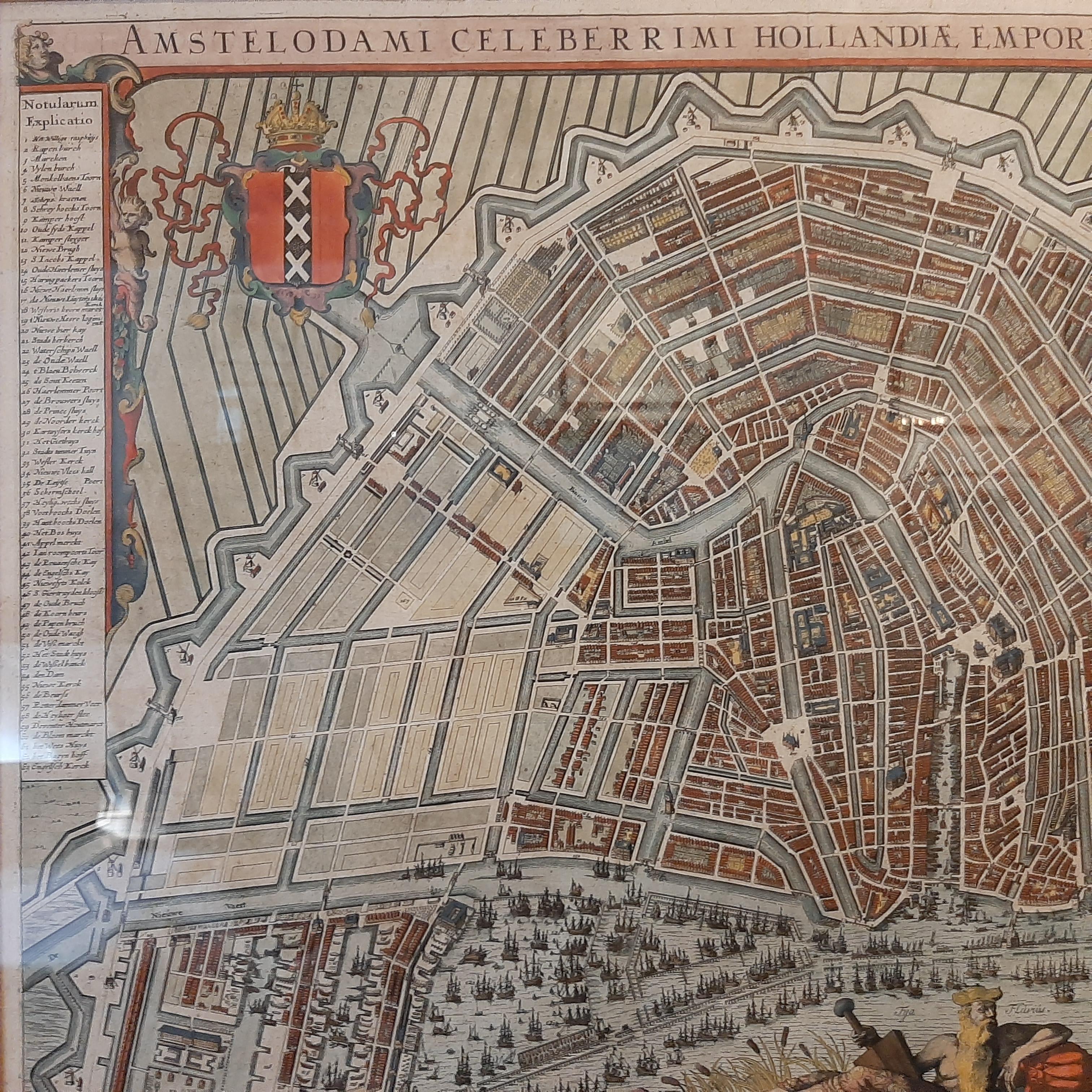 Antique Map of Amsterdam by Leti '1690' In Good Condition In Langweer, NL