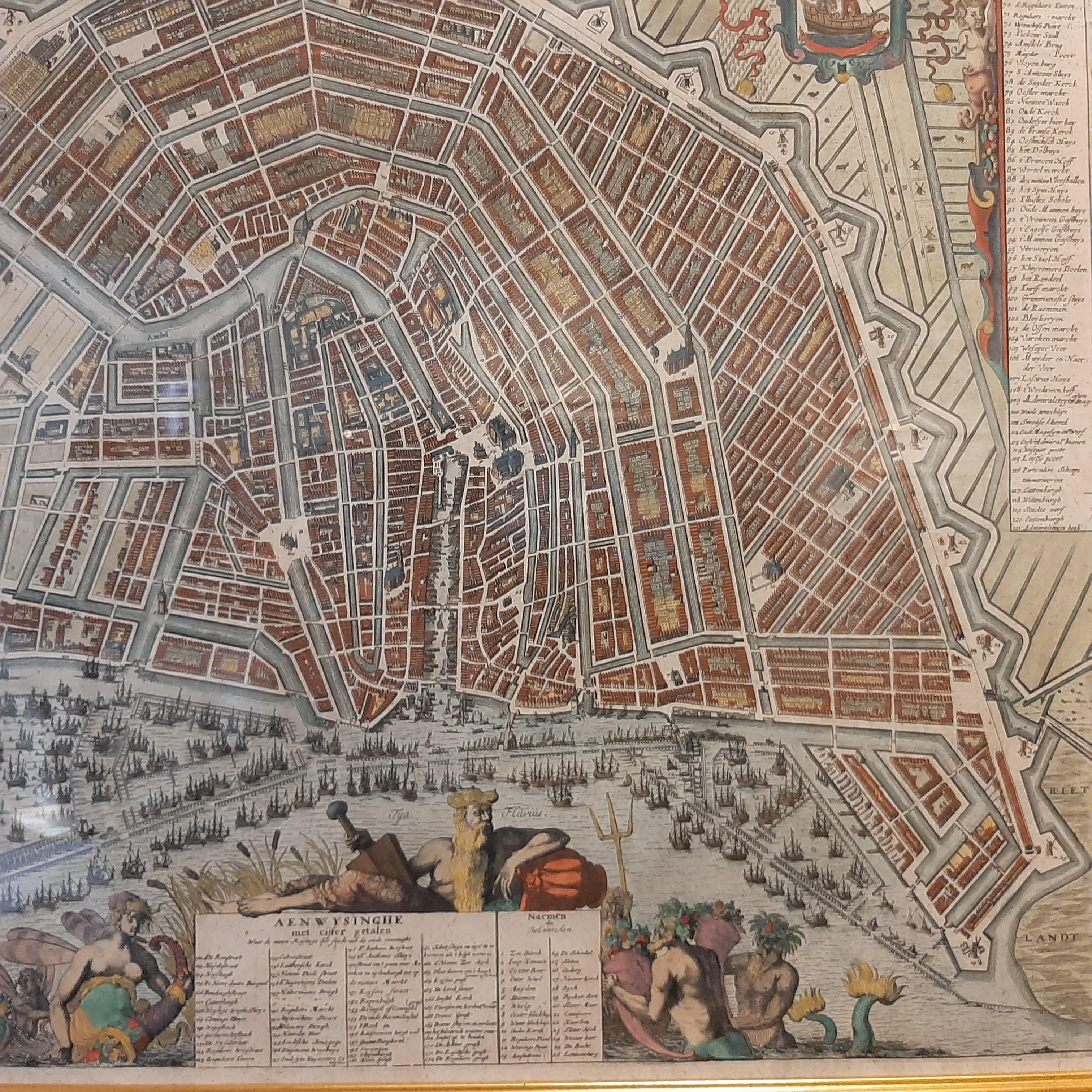 17th Century Antique Map of Amsterdam by Leti '1690'