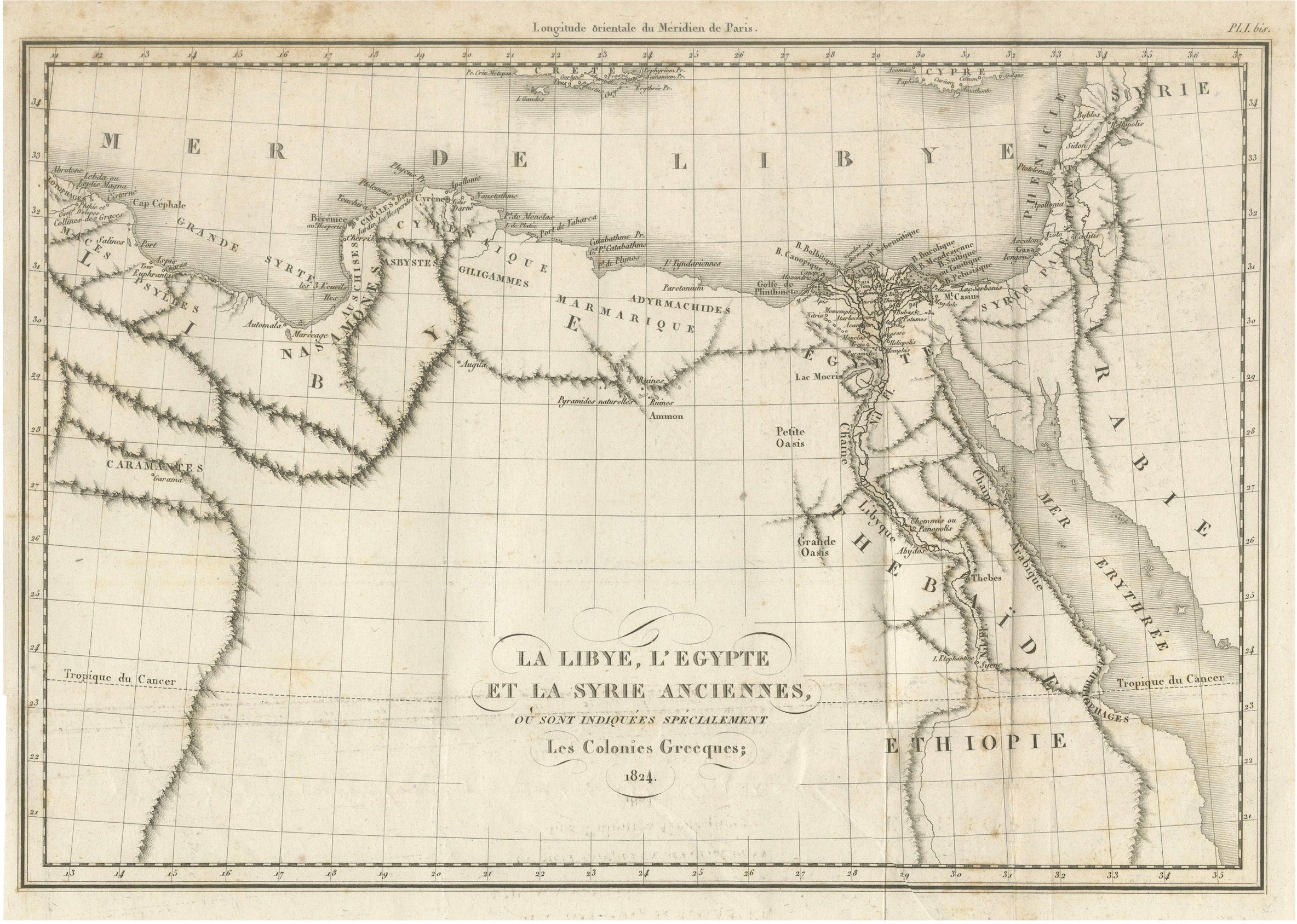 Antique Map of Ancient Egypt, Libya & Syria by Ambroise Tardieu, 1824