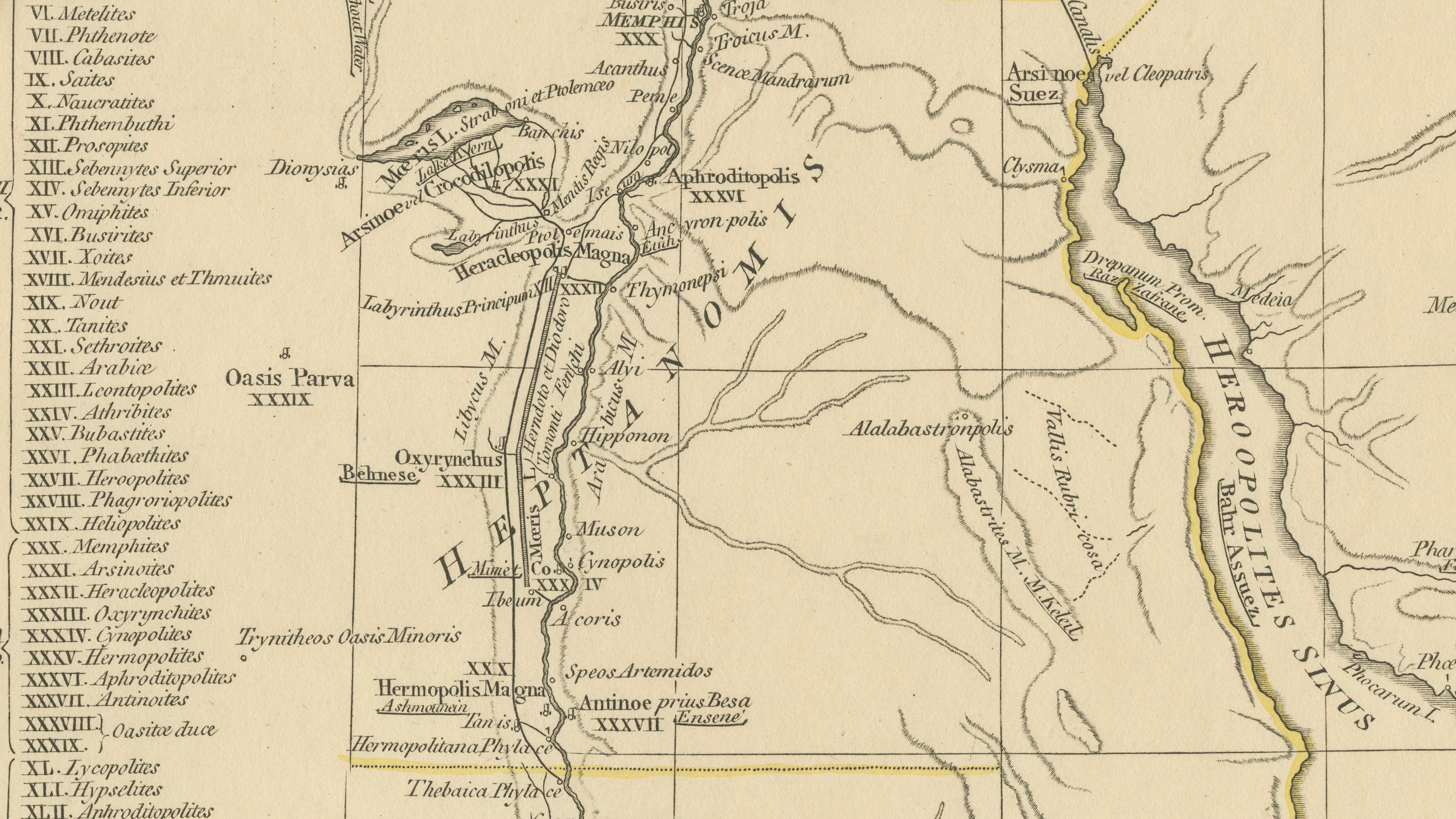 Antique Map of Ancient Egypt – Nile Valley & Red Sea, Engraving c.1818