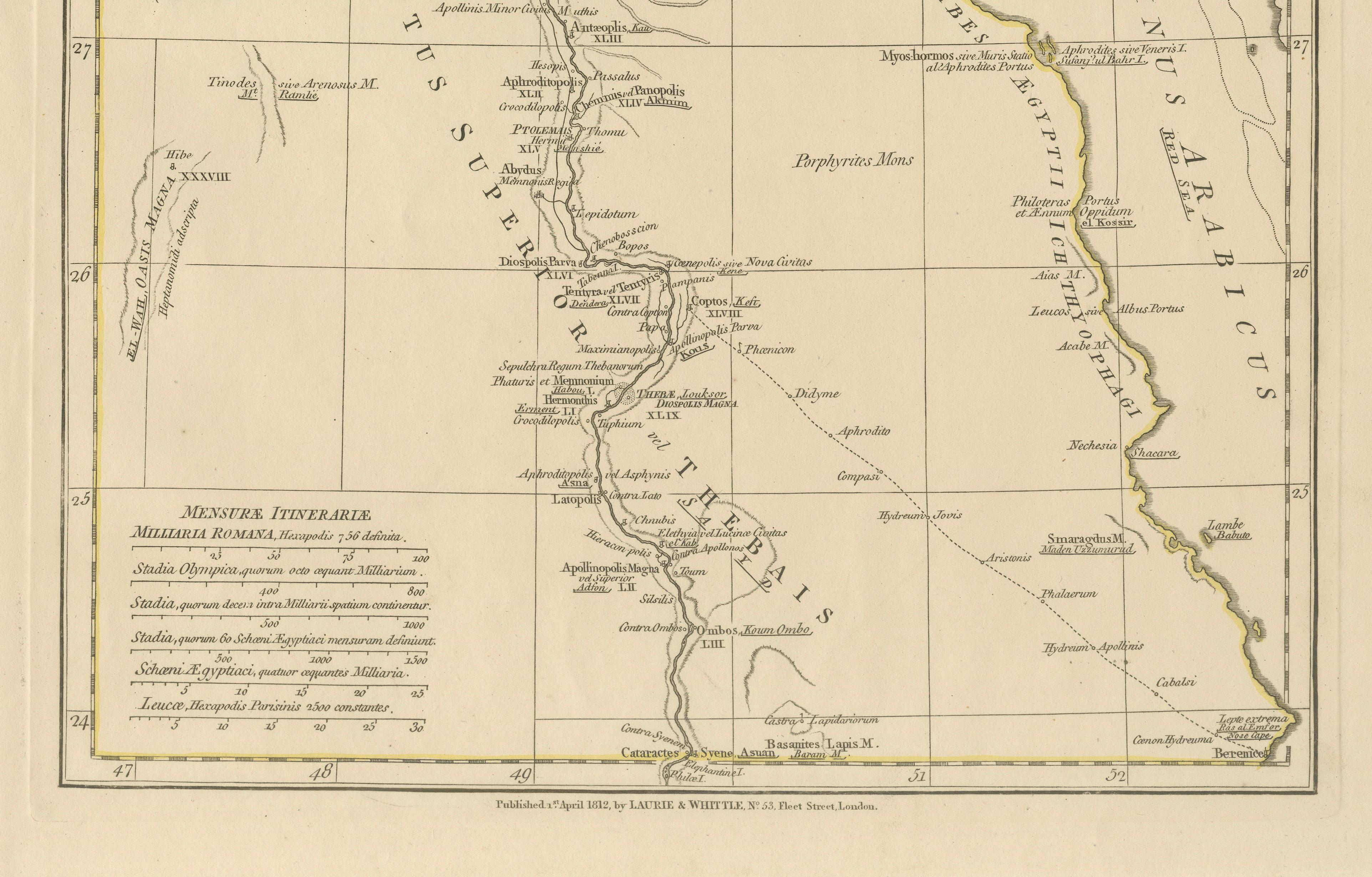 Antique Map of Ancient Egypt – Nile Valley & Red Sea, Engraving c.1818